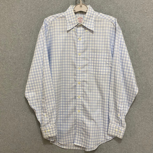 Brooks Brothers Other - BROOKS BROTHERS 346 Men's Medium White Blue Plaid 100% Cotton Button Down Shirt